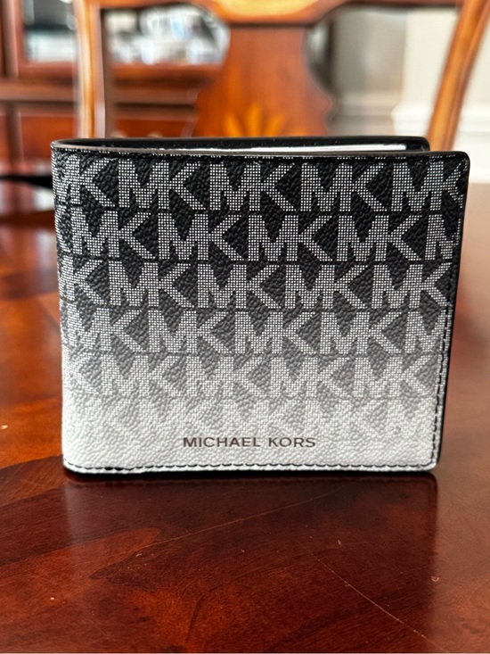 Michael Kors Other - Michael Kors Men's Black and Gray Ombre MK Signature Bi-Fold Wallet, NWT